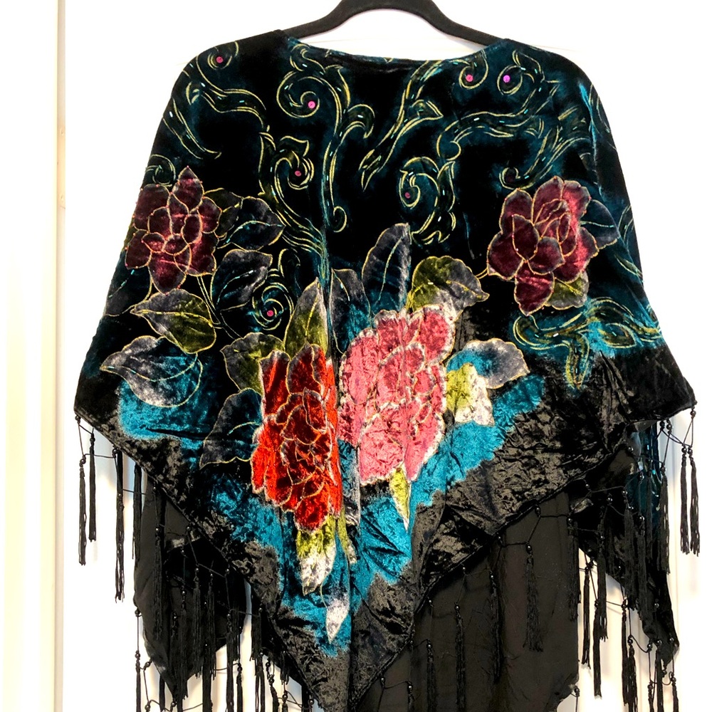 COLDWATER CREEK - Printed Floral Poncho